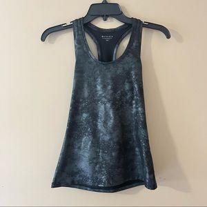 Athleta Racerback Tank, Black, Metallic Silver, XXS